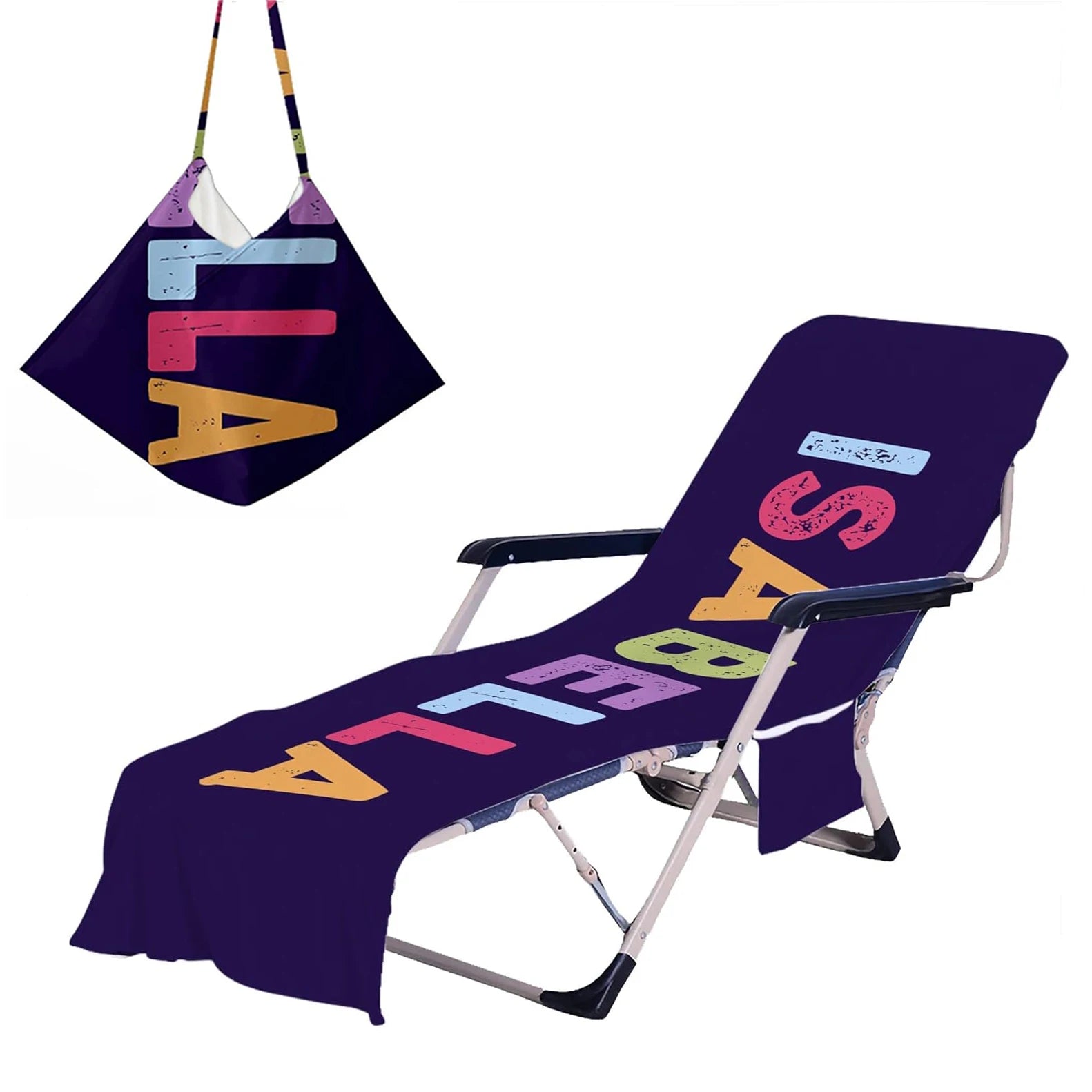 Custom Logo Portable Beach Chair Towel Chaise Lounge Cover Quick Dry Microfiber for Summer Events