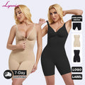 Zip Front Mid Thigh Bodysuit Shapewear for Women Tummy Control Full Body Shaper Seamless Sculpting Compression Shaper