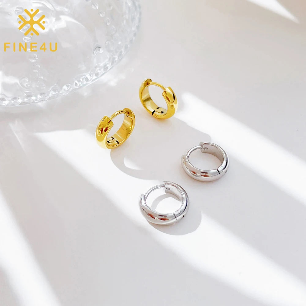 Gold PVD Plated Hoop Huggies Earrings Women Jewelry Waterproof Hypoallergenic Chunky Stainless Steel Hoop Earrings Wholesale