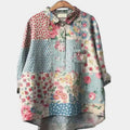2025 Summer Elegant Office Ladies' New Loose Casual Printed Turnover Collar Long-sleeve Women's Blouse