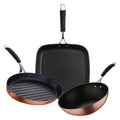 ILAG Cooper Bergner Grill Pan Set (28x28cm) + Wok (28cm) + Fish Pan (32x21.8x4cm) in forged aluminum with non-stick coating