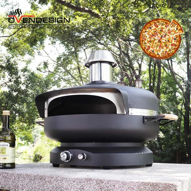 Ovendesign Modern 18 Inch Gas Pizza Oven Tabletop Stainless Steel Construction Durable Design for Outdoor Events Family Cookouts