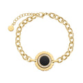 14K Gold Plated Stainless Steel Jewelry Chain Round Shell Zircon Charm Accessories Bracelets B222278