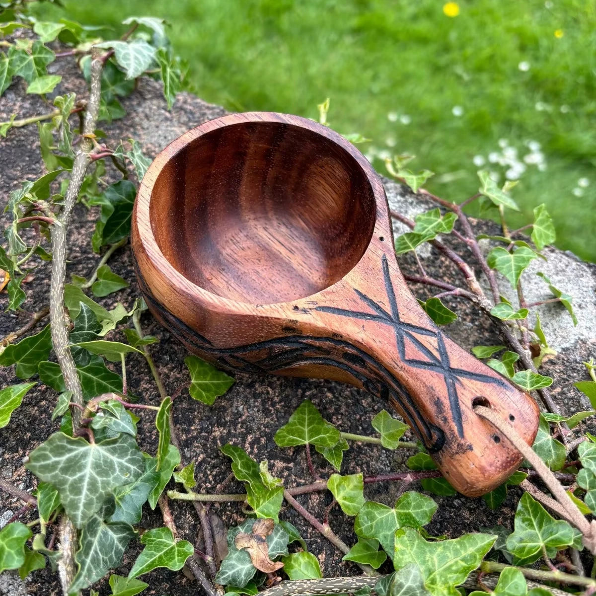 Premium Handmade Wooden Kuksa Mug-Leak Proof Eco-Friendly Handle Customizable Classic Style Multi-Use for Travel Camping MegaBDM