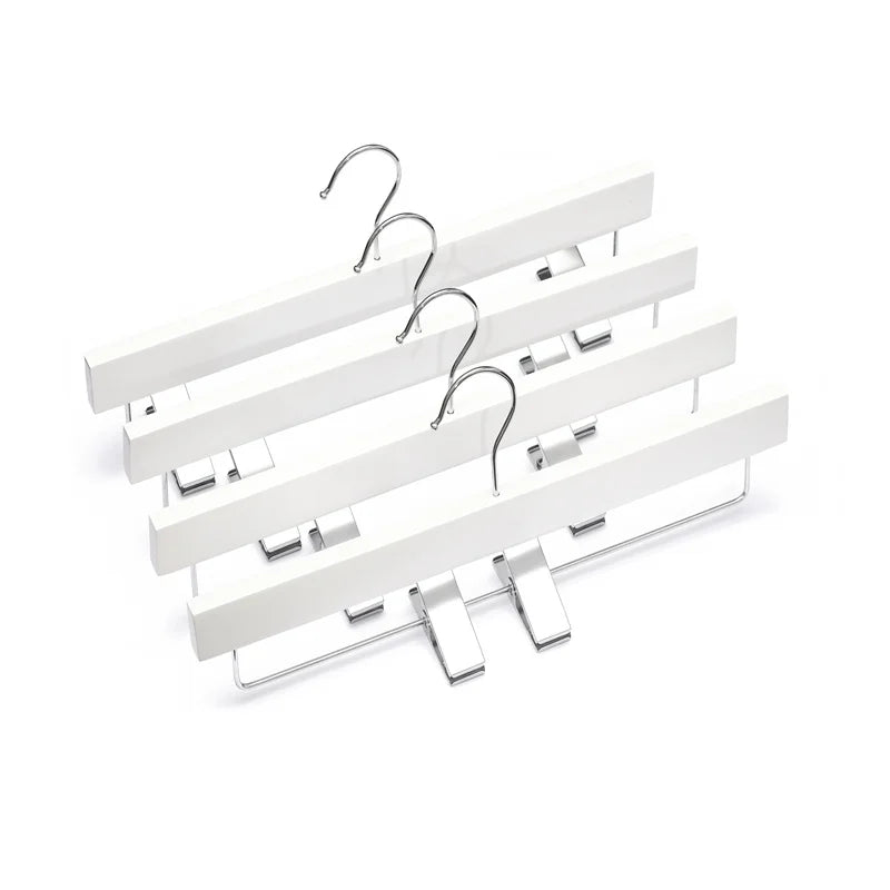 Custom Single-Tier Natural Wood Non-Slip Hangers with Metal Clip Flexible for Kitchen Bathroom Living Room