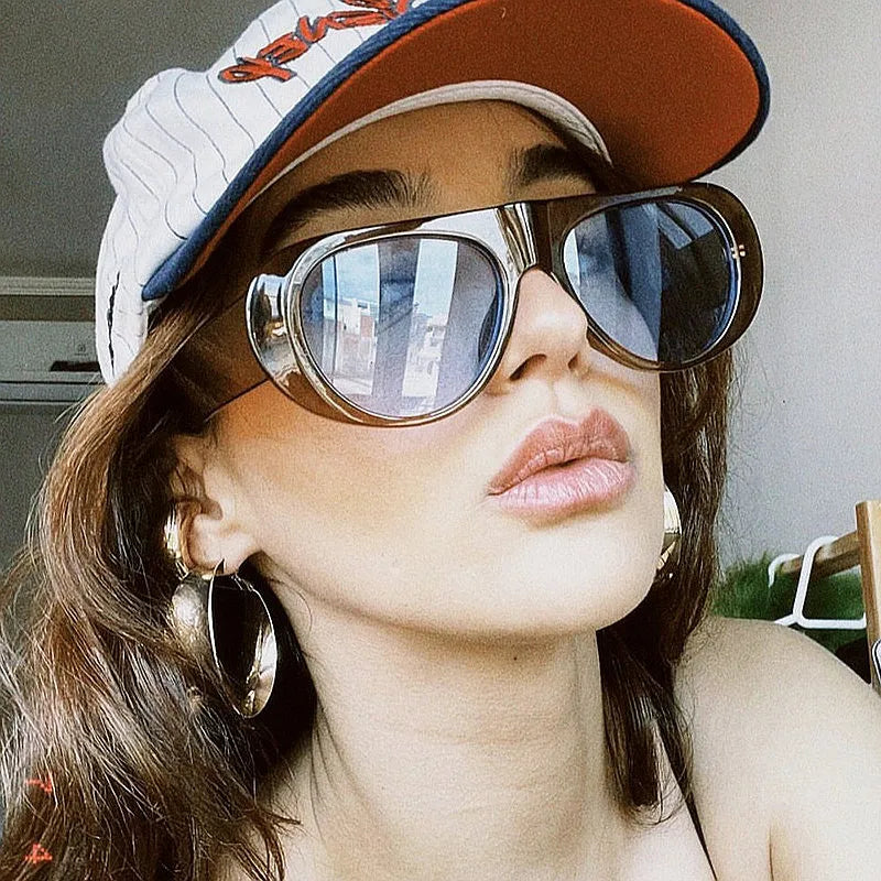 Custom Logo 2025 Retro Irregular Big Frame Sun Glasses UV400 Shades Square Pilot Sunglasses for Women Men