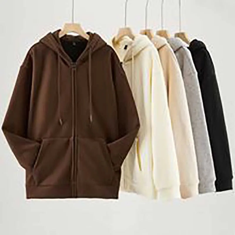 Oem Custom logo Design 500g Heavyweight Autumn Winter Thickened Hooded Sweater Female Oversize Drop Shoulder Velvet Jacket
