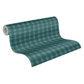 Made in Germany - Luxury Wallpaper rolls Squared Green Petrol White Non Woven Contract Wallpaper Check - 1005 x 053 m