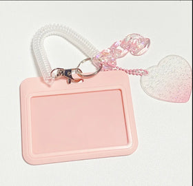 HOT Korea Kpop Acrylic Hard Photo clear Kpop Photocard Keychain Kawaii Spiral Wrist Coil ID Card Holder Photo Card Protector