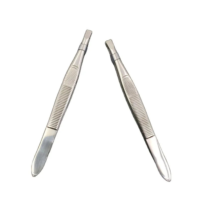 2025 Customized Logo Stainless Steel Eyebrow Slanted Stainless Steel Eyebrow Tweezers Eyebrow Trimmer