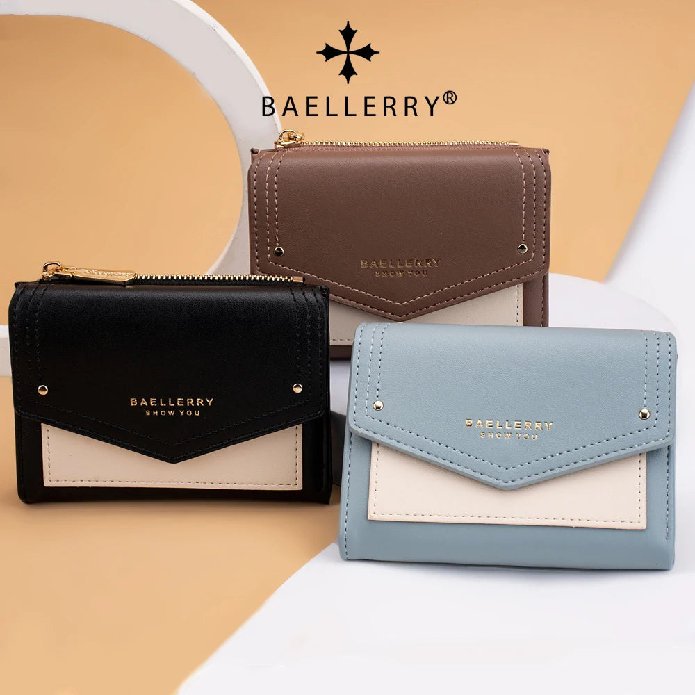 BAELLERRY New Design Short Wallet for Women PU Leather Billeteras Para Mujer Purse High-end Wallet ID Card Holder Wallets