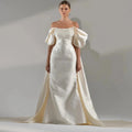 Jancember SZ426 Beautiful Glossy Off Shoulder Mermaid Prom Dresses With Train