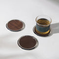 Modern Classic Design Bulk Wholesale Walnut Wood Coasters Metal Frame Sublimation Blank Paper Mats Table Home Placemats for