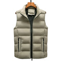 Men's Winter Cardigan Solid Color Zipper Stand Collar Youth Casual Outer Wear Sleeveless Polyester Padded Vest Coat