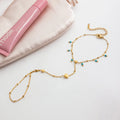 J&D Minimalist 18K Gold Plated Stainless Steel Blue Natural Stone Finger Bracelet for Women MegaBDM