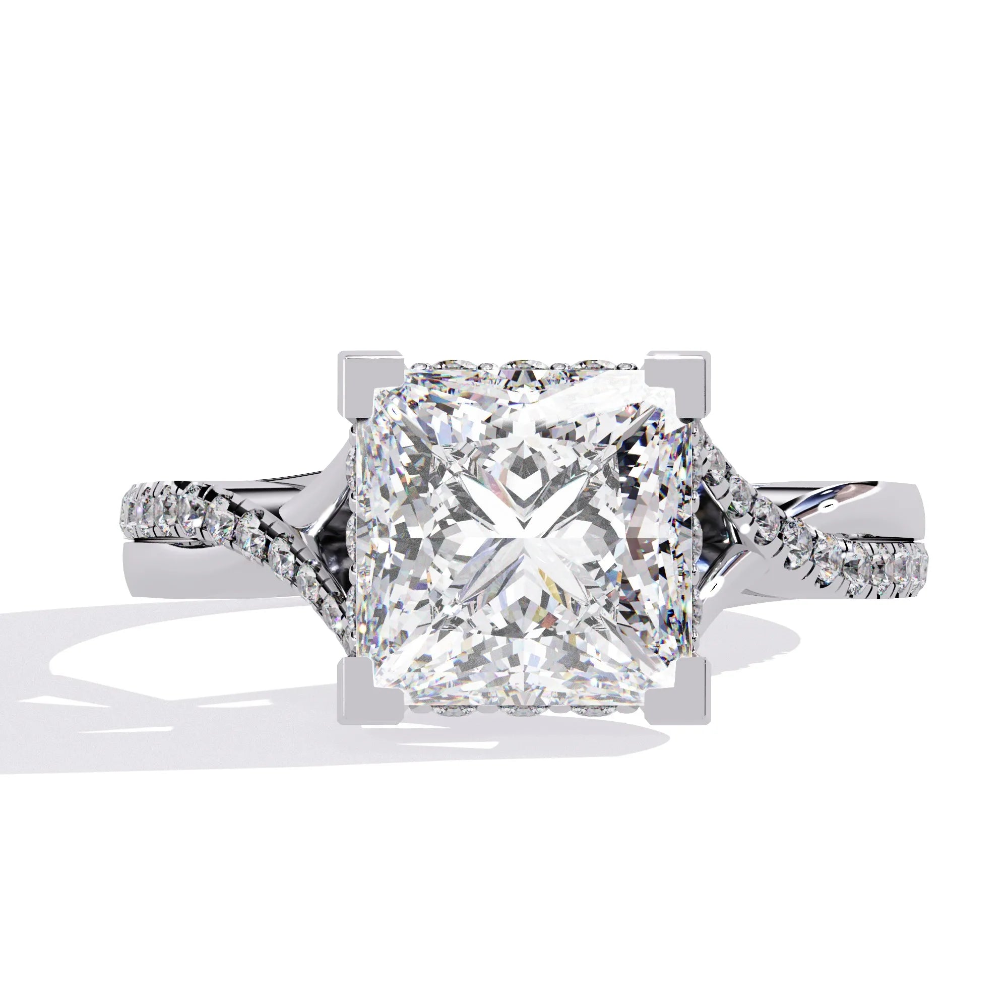 IGI Certified Princess Cut Ring Lab Grown Diamond Ring 18K Gold Luxury Engagement and Bridal Fashion Jewelry Diamond Ring