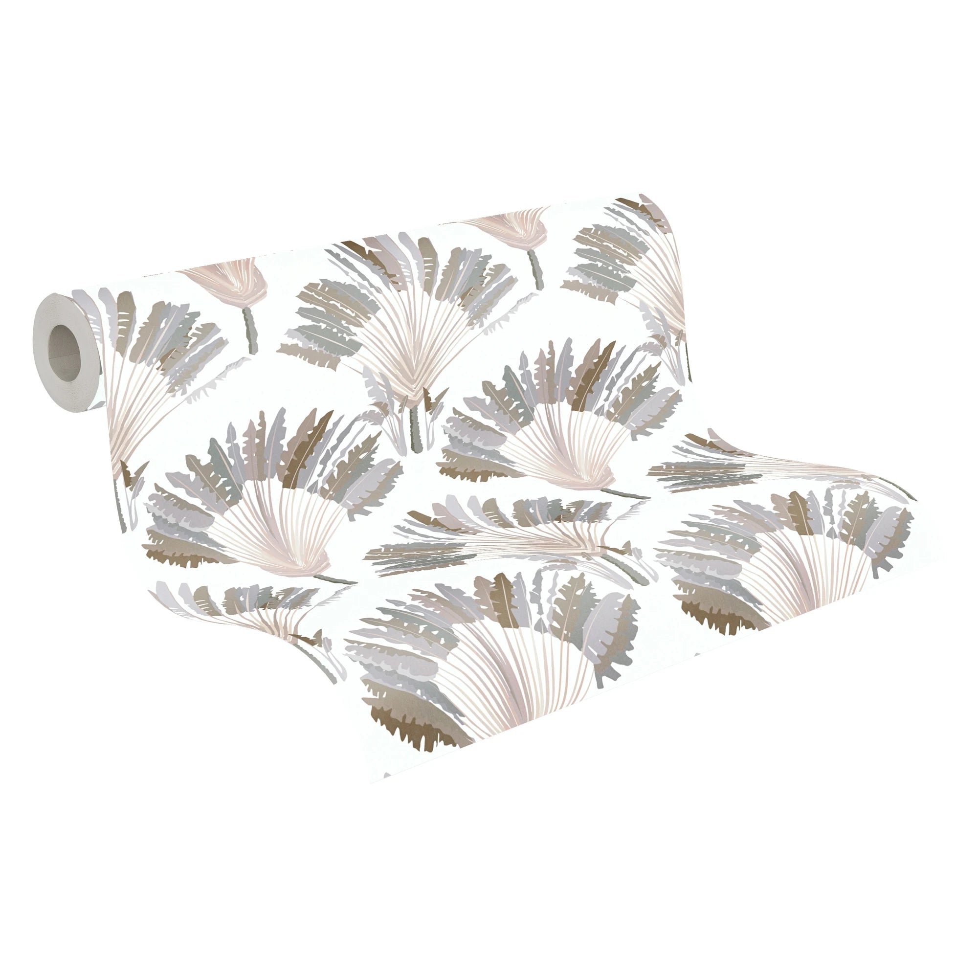 Made in Germany - Luxury Wallpaper rolls Jungle White Grey Brown Non Woven Contract Wallpaper Palm Trees - 1005 x 053 m