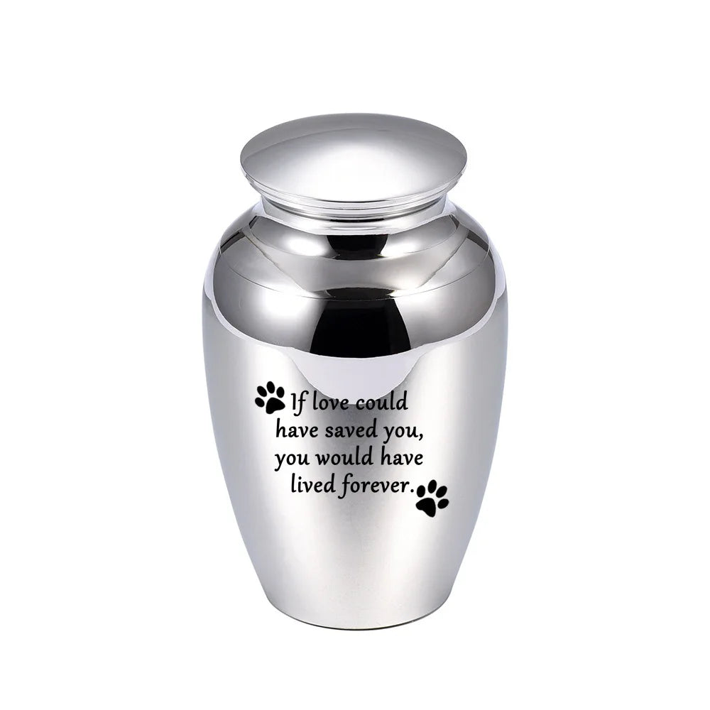 Refillable Metal Pet Urn with Personalized Engraving and Secure Screw Cap for Home Display or Burial Memorial Options