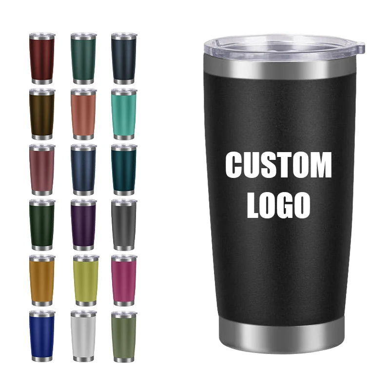 20oz Gym Insulated Steel Double Wall Travel Thermos Coffee Mug Tumbler Car Latte Coffee Cups with Lids Logo