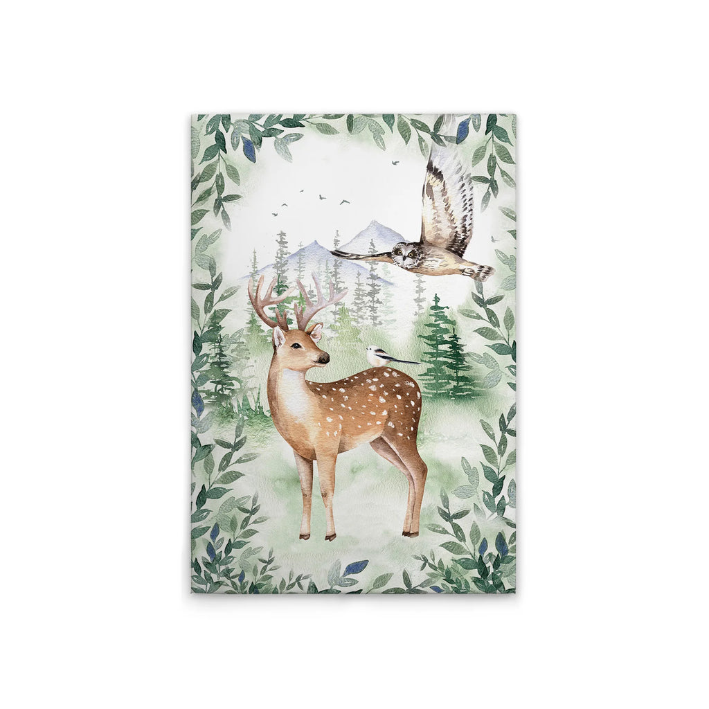 Made in Germany Modern Forest Animals Wall Mural Brown Grey Canvas on Wooden Stretcher Frame