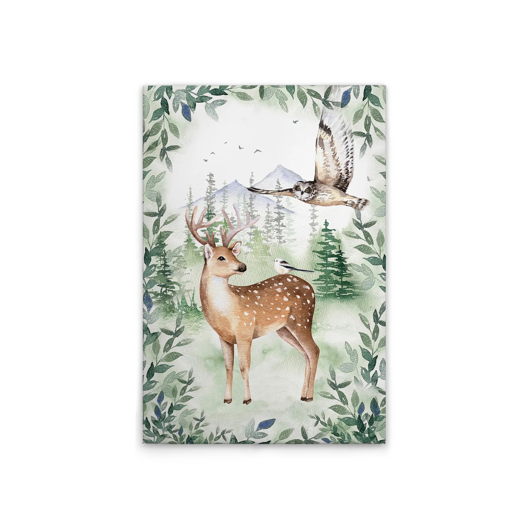 Made in Germany Modern Forest Animals Wall Mural Brown Grey Canvas on Wooden Stretcher Frame