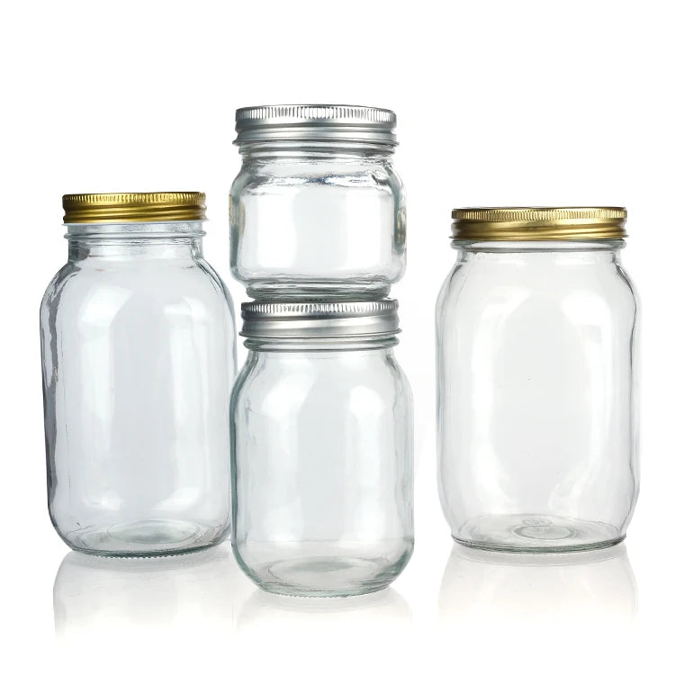 Transparent Glass Jars With Lids Large Wide Mouth Round Empty Storage Glass Food Jar Mason Jars