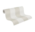 Made Germany Modern Non Woven Wallpaper Rolls Stripes White Brown Beige Highly Wash-Resistant Sound-Absorbing Hotel Bedroom