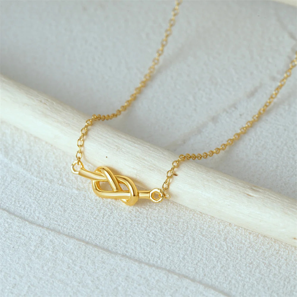 CANNER Minimalist 925 Sterling Silver Custom Tag Dainty Necklace Wholesale Charm Love Knot 18k Gold Figure Eight Design Necklace