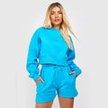 2024 Women's Casual Joggers Sets Wholesale Custom Logo Two Piece Short Pants Knee Length Crop Top and Shorts for Winter