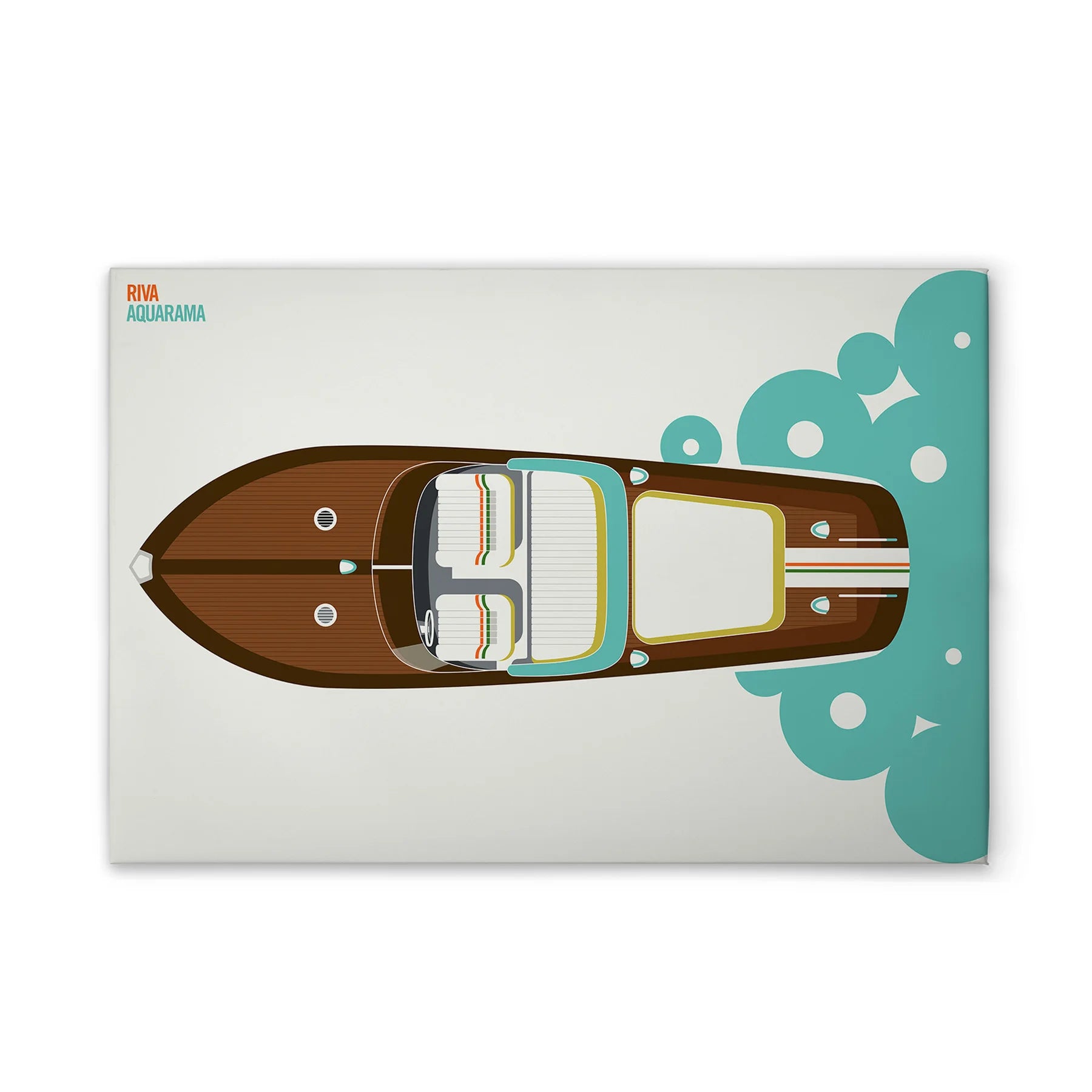 Made In Germany - Home Decor Canvas Picture Retro Boat Pop Art - Wall Painting Mural In Cream And Brown - Stretcher Frame Art