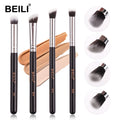 4PCS Black Make up Brushes Vegan Cruelty Free Face&eye Small Flat Angled Foundation Concealer Brush Personalized