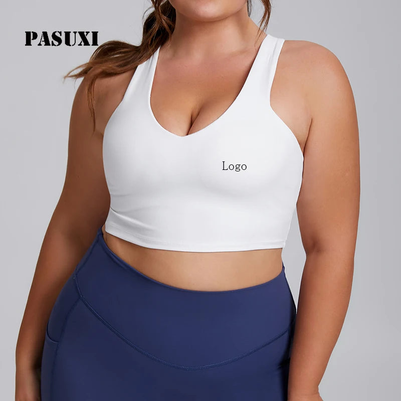 PASUXI High Elastic Shockproof Plus Size Sports Bra Yoga Vest for Women Wireless High Impact Support Activewear Gym Fitness
