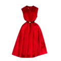Summer Elegant V-Neck Sun Midi Dress for Women Sleeveless Empire Lace Vestidos Red