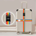 Rainbow Cross Luggage Strap with Combination Lock - Colorful Travel Suitcase Bundling Belts for Security & Decoration