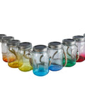 16oz Transparent Gradient Glass Mason Jar Water Bottle Sublimation Blanks Solar Light Lantern Lid Hemp Rope Handle Tea Infuser