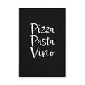 Modern Made in Germany Pizza Pasta Vino Canvas Wall Art with Hanging Frame-White/Black Colors Wedding Home Decor