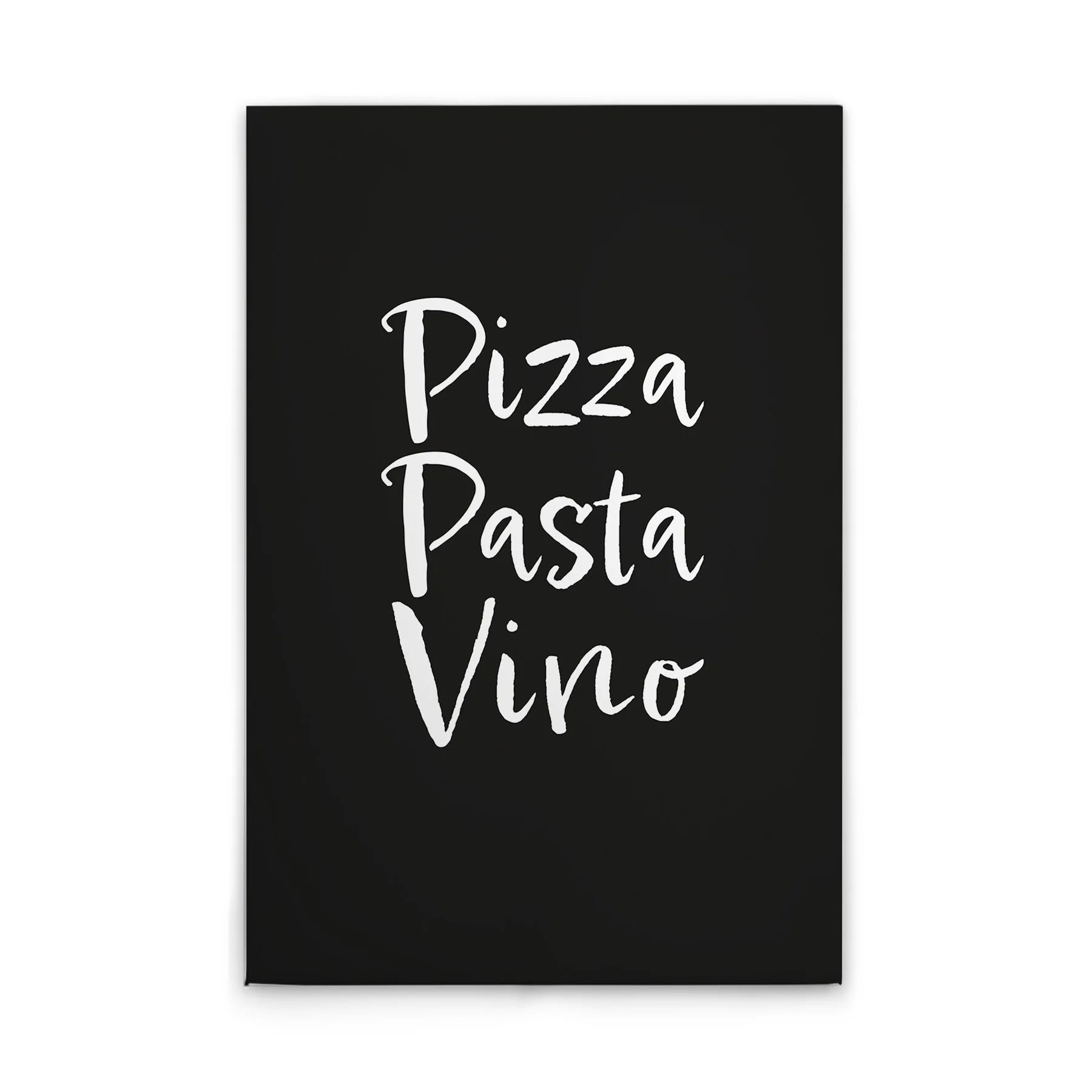 Modern Made in Germany Pizza Pasta Vino Canvas Wall Art with Hanging Frame-White/Black Colors Wedding Home Decor
