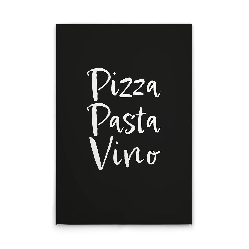 Modern Made in Germany Pizza Pasta Vino Canvas Wall Art with Hanging Frame-White/Black Colors Wedding Home Decor