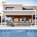 Aluminium Louvered Bioclimatic Pergola with Mosquito Net White Customizable Sizes for Balcony