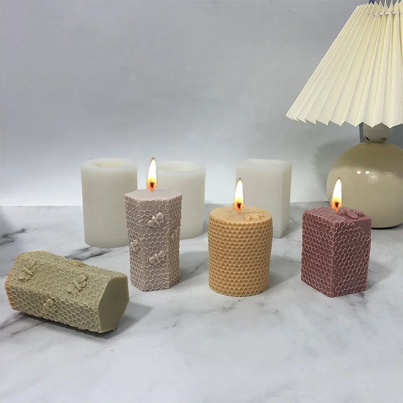 Wholesale 3D Beehive Silicone Mold Bee Honeycomb Candle Molds for Hand Lotion Bars Crayon Wax Melt Hives Candle Making Supplies