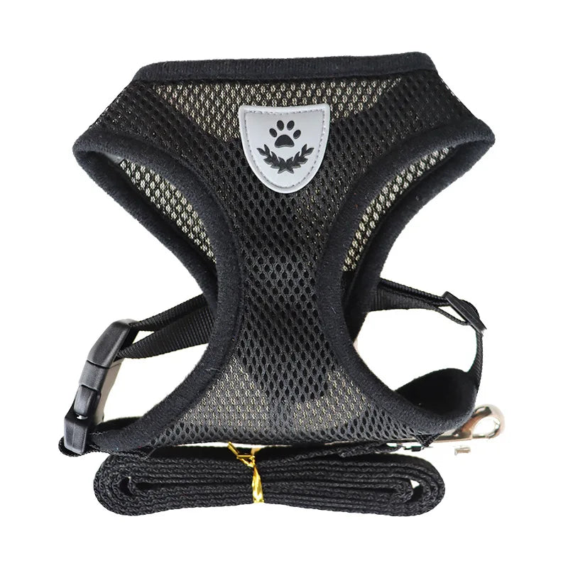 Hot Sell Easy Control Breathable Adjustable Soft Mesh Cat Leash and Chest Harness Set