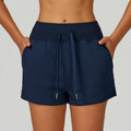 New Autumn Women High-Waisted Elastic Waist Yoga Shorts Solid Pocket Casual Outdoor Fitness Sport Running Wholesale