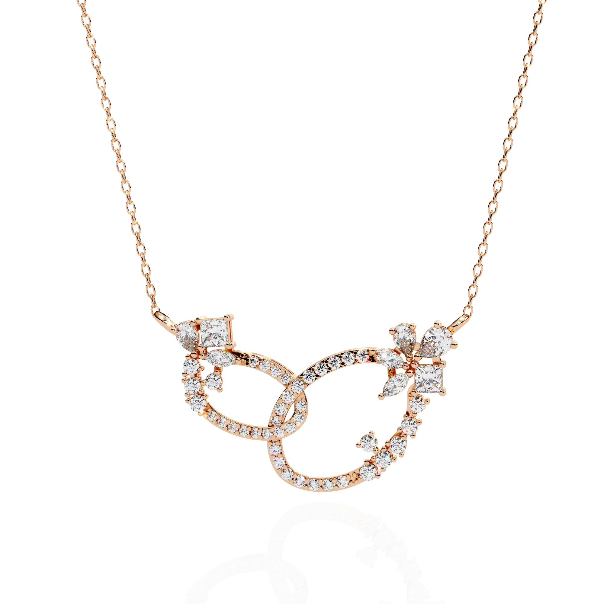Luxury Designer Vintage Wedding 14K Gold Plated Women's Natural Multi-Cut Diamond Pendant Necklace IGI Certified Gift OMKAR