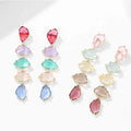 Hot Sale Summer Jewelry Multi Color Fancy Cut Crystal Long Drop Earrings for Fashion Girls