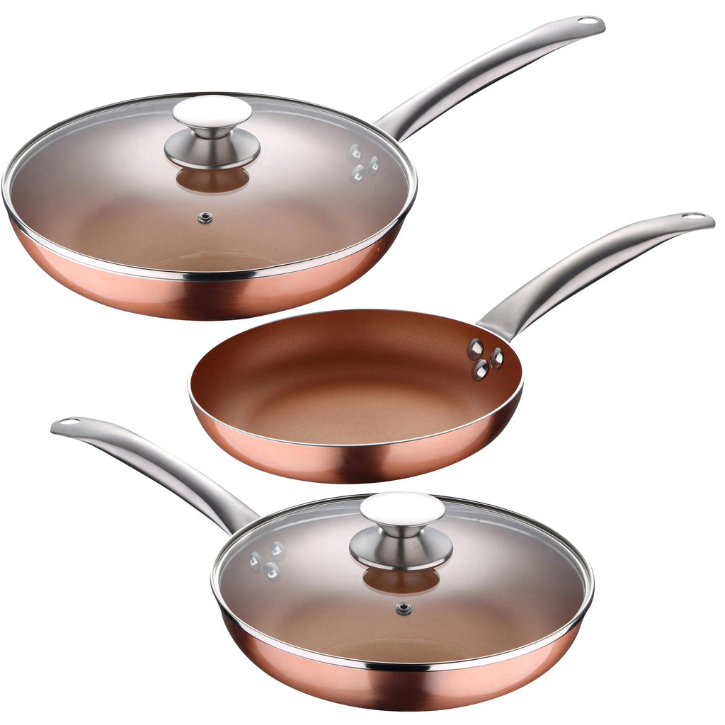 5pc set of frying pans 202428 (with lid) pressed aluminum induction Optimum Copper
