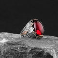 Wholesale Azuris 925 Sterling Silver Men's Ring Ottoman Style From Turkey Natural Aqeeq Stone Fashion VALKH1041