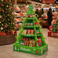 OEM Printed Cardboard Tree Display Stand Holiday Xmas Decoration Gift Floor Paper Display Rack