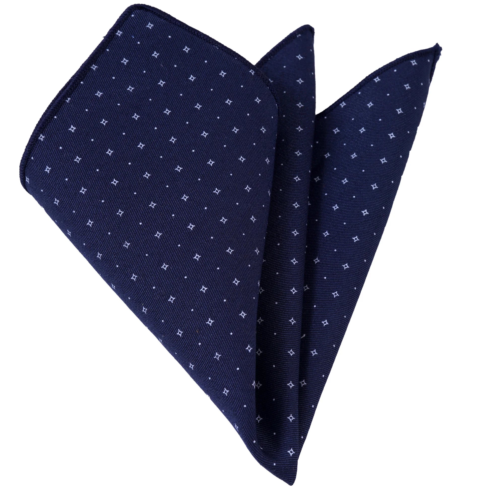 Navy White Geometric Pocket Square