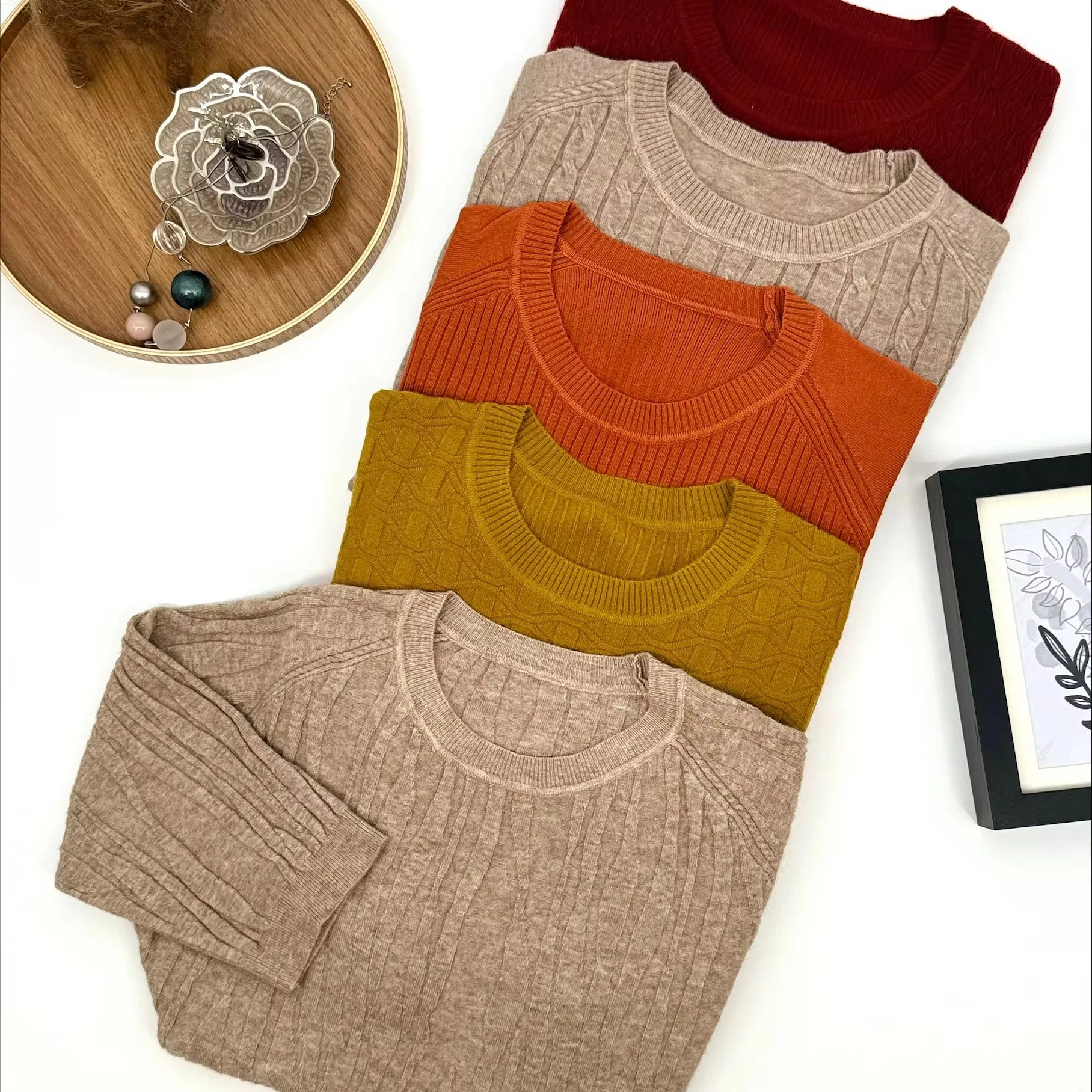 Hot Selling Casual Style Women's Sweater High Quality Lady's Short Sleeve Knitted Pullover Crew Neck Sand Ladies' Knitwear