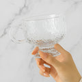 Wholesale Luxury Hand Blown Transparent Glass Goblet Dessert Bowl Handle Cup 6-7 oz Capacity Modern Multifunction Wedding
